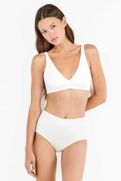 Gisela Roupa Interior-Braguita alta con galón de encaje y camales branco