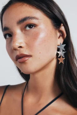 Springfield Joalharia E Bijuteria-Brincos de estrela em cascata cinzento