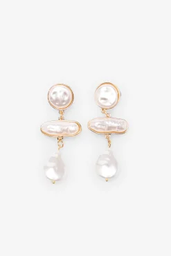 Cortefiel Joalharia E Bijuteria-Brincos de madrepérola Ecru