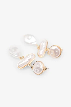 Cortefiel Joalharia E Bijuteria-Brincos de madrepérola Ecru