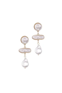 Cortefiel Joalharia E Bijuteria-Brincos de madrepérola Ecru