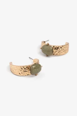 Vilanova Joalharia E Bijuteria-Brincos martelados com pedras amarelo