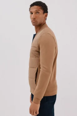 Cortefiel Camisolas|Casacos--Regular fit-Fleece fabric combined with technical fabric-Front zip fastening, bomber neck and side pockets-By buying our cotton products, you're supporting our investment in the Better Cotton initiative. This product has been sourced using Castanho