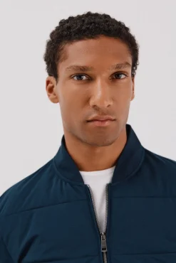 Cortefiel Camisolas|Casacos--Regular fit-Fleece fabric combined with technical fabric-Front zip fastening, bomber neck and side pockets-By buying our cotton products, you're supporting our investment in the Better Cotton initiative. This product has been sourced using Azul