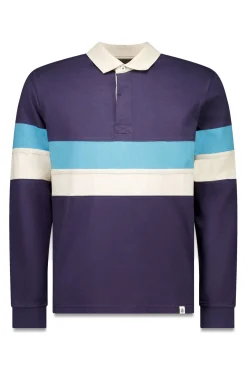 Cortefiel Polos|Camisolas--Regular fit-Single jersey fabric-Contrasting white neck, contrasting colour blocks and button placket-By buying our cotton products, you're supporting our investment in the Better Cotton initiative. This product has been sourced using a ma Azul