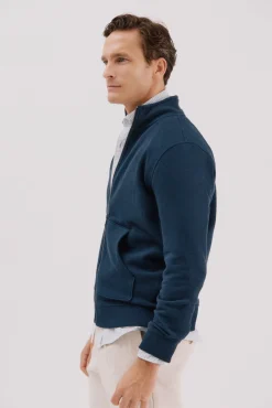 Cortefiel Camisolas--Regular fit-Structured fleece fabric-Front zip fastening and kangaroo pockets-By buying our cotton products, you're supporting our investment in the Better Cotton Initiative. This product is sourced via a system of mass balance and therefo Azul