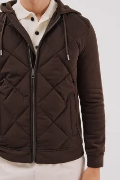 Cortefiel Camisolas|Casacos--Regular fit-Sweatshirt fabric combined with technical fabric-Front zip fastening, hood and side pockets-By purchasing our cotton products, you are supporting our investment in the Better Cotton initiative. This product has been obtained th Castanho