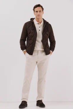 Cortefiel Camisolas|Casacos--Regular fit-Sweatshirt fabric combined with technical fabric-Front zip fastening, hood and side pockets-By purchasing our cotton products, you are supporting our investment in the Better Cotton initiative. This product has been obtained th Castanho