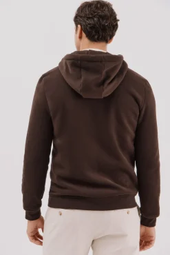Cortefiel Camisolas|Casacos--Regular fit-Sweatshirt fabric combined with technical fabric-Front zip fastening, hood and side pockets-By purchasing our cotton products, you are supporting our investment in the Better Cotton initiative. This product has been obtained th Castanho