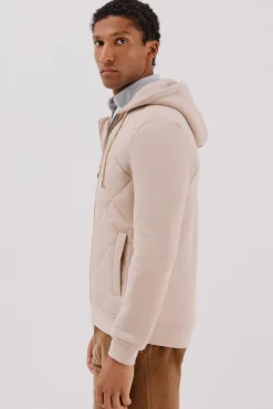 Cortefiel Camisolas|Casacos--Regular fit-Sweatshirt fabric combined with technical fabric-Front zip fastening, hood and side pockets-By purchasing our cotton products, you are supporting our investment in the Better Cotton initiative. This product has been obtained th Tostado