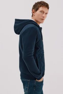 Cortefiel Camisolas|Casacos--Regular fit-Sweatshirt fabric combined with technical fabric-Front zip fastening, hood and side pockets-By purchasing our cotton products, you are supporting our investment in the Better Cotton initiative. This product has been obtained th Azul