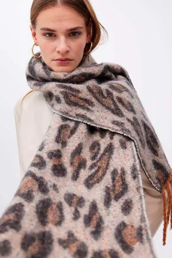 Lola Casademunt Cachecol-Cachecol animal print Castanho