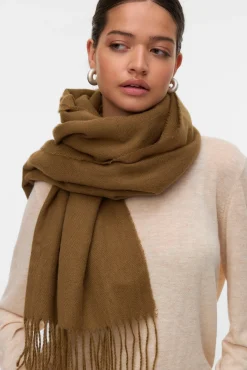 Vero Moda Cachecol-Cachecol de tecido macio com franjas Castanho