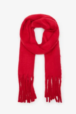 Cortefiel Cachecol-Cachecol grosso com franjas Vermelho