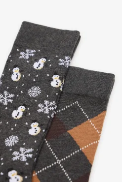 Cortefiel Meias-Caixa com 2 meias de presente Cinzento