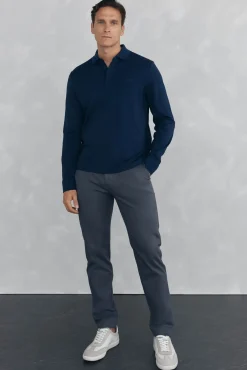 Pedro del Hierro Calças|Chinos-Calça calças chino com estampa slim fit Cizento
