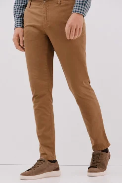 Cortefiel Calças|Chinos-Calça calças chino com estampa slim fit Castanho