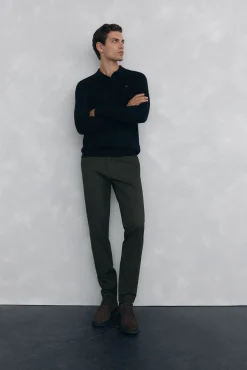 Pedro del Hierro Calças|Chinos-Calça calças chino com estampa slim fit Verde