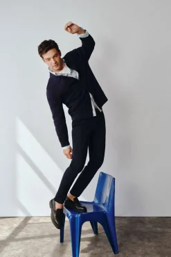 Cortefiel Calças|Chinos-Calça calças chino confortável com corte afunilado Azul