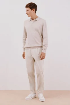 Cortefiel Calças|Chinos-Calça calças chino confortável com corte afunilado Ecru