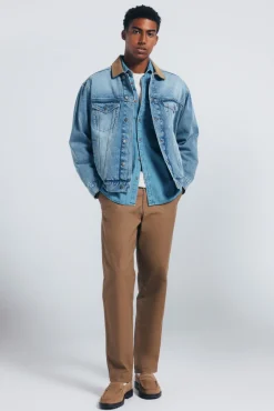 Springfield Calças|Chinos-Calça calças chino de lona com corte reto castanho