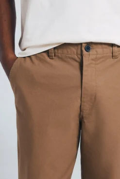Springfield Calças|Chinos-Calça calças chino de lona com corte reto castanho