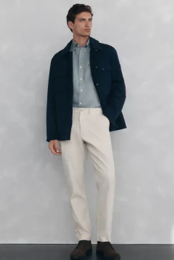 Pedro del Hierro Calças|Chinos-Calça calças chino de veludo veludo leve e slim fit Ecru