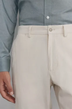Pedro del Hierro Calças|Chinos-Calça calças chino de veludo veludo leve e slim fit Ecru