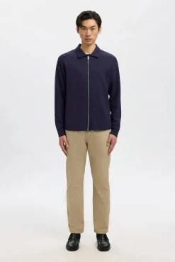 Selected Calças|Chinos-Calça calças chino slim fit feita de algodão orgânico Tostado