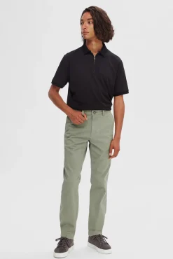 Selected Calças|Chinos-Calça calças chino slim fit feita de algodão orgânico Verde