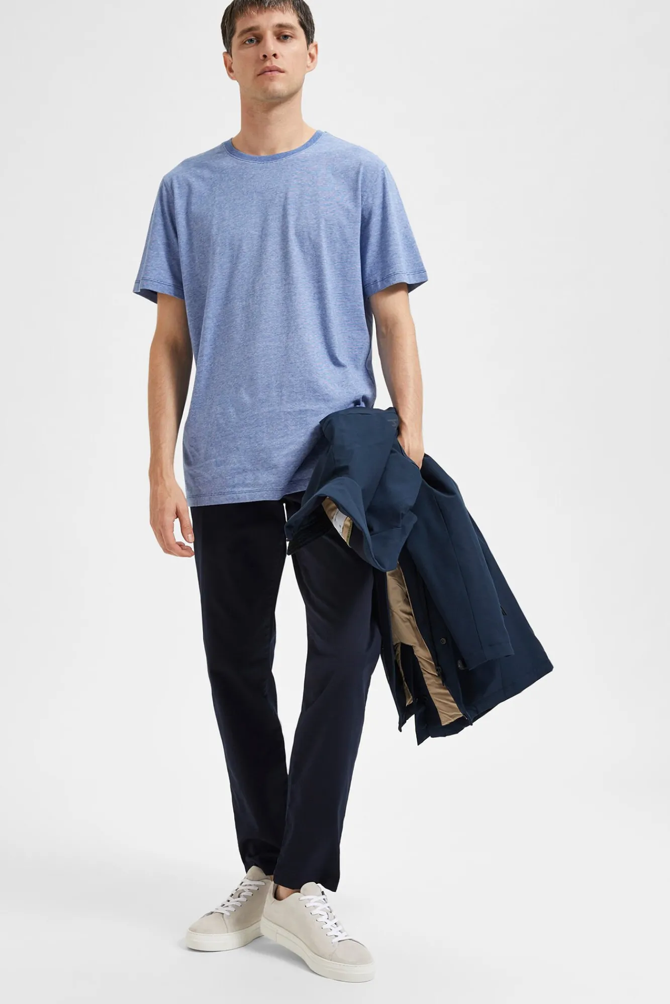 Selected Calças|Chinos-Calça calças chino slim fit feita de algodão orgânico Azul