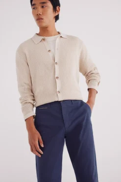 Springfield Calças|Chinos-Calça calças chino slim fit com micro estampa azul