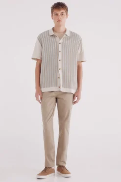 Springfield Calças|Chinos-Calça calças chino slim fit com micro estampa cru