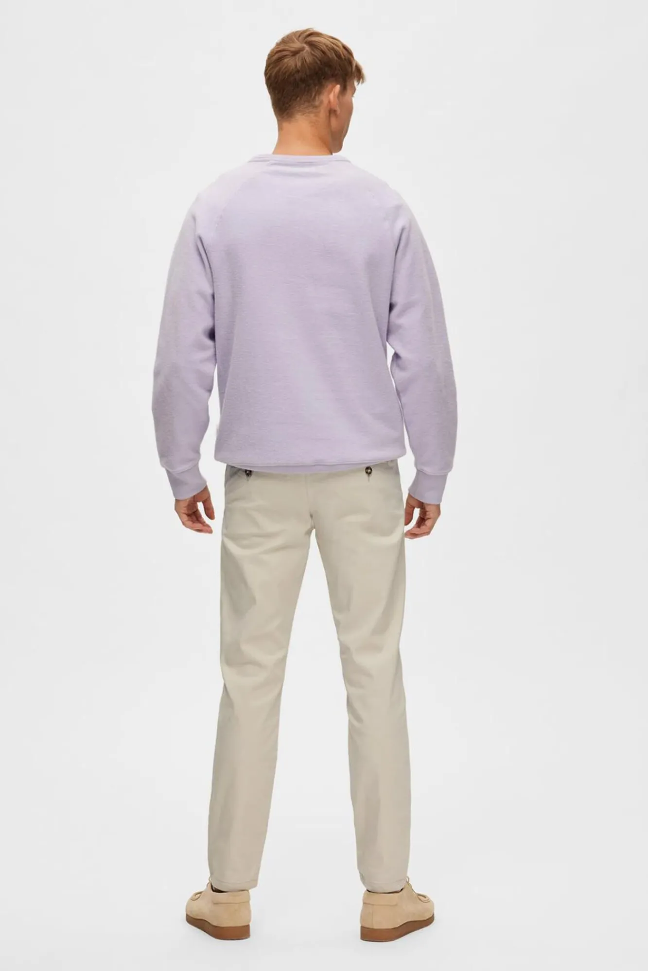 Selected Calças|Chinos-Calça calças chino slim fit feita de algodão orgânico Tostado