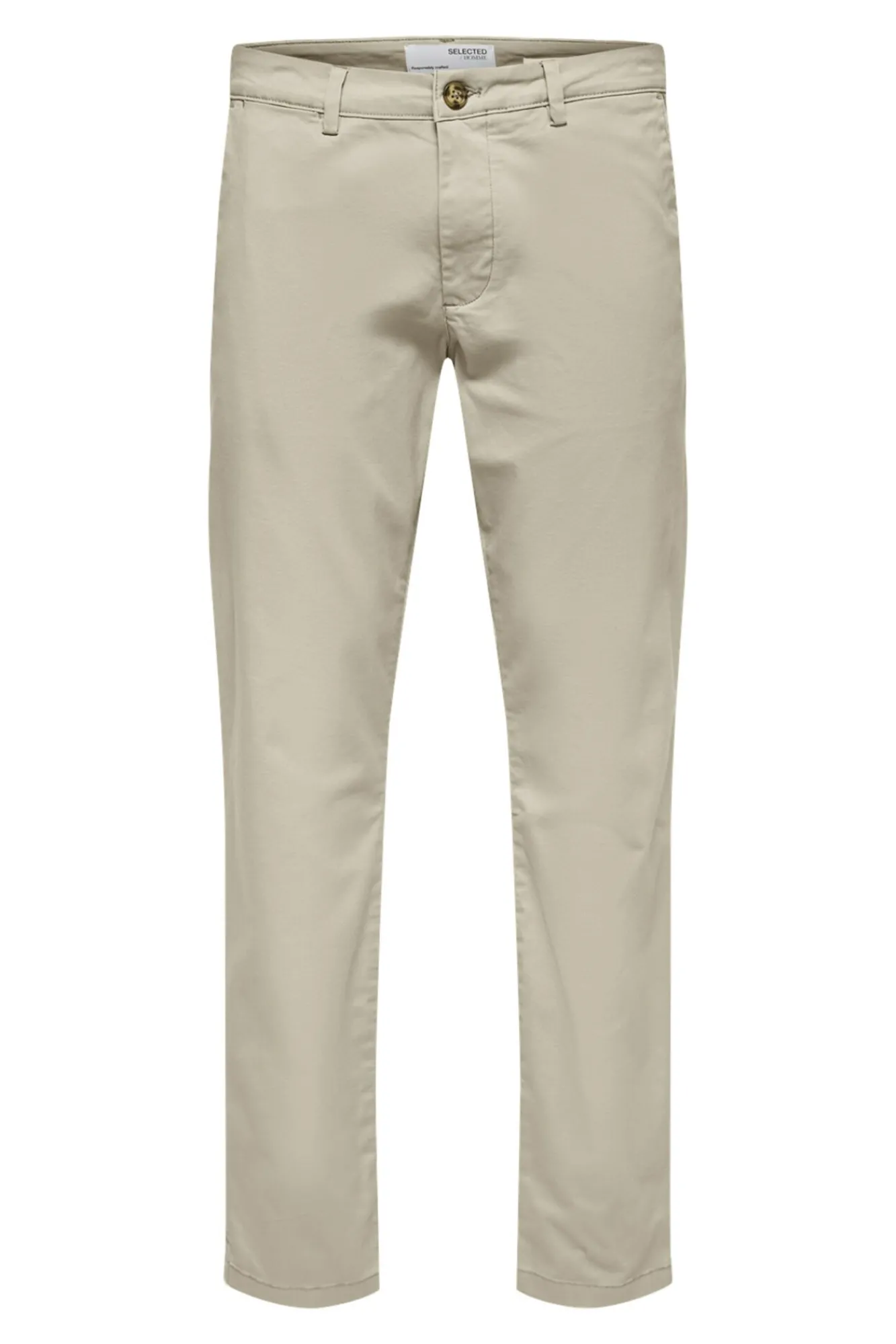 Selected Calças|Chinos-Calça calças chino slim fit feita de algodão orgânico Tostado