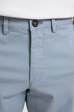 Selected Calças|Chinos-Calça calças chino slim fit feita de algodão orgânico Azul