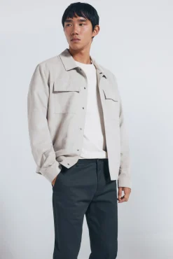 Springfield Calças|Chinos-Calça calças chino slim fit com micro estampa Caqui escuro