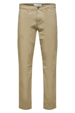 Selected Calças|Chinos-Calça calças chino slim fit feita de algodão orgânico Castanho