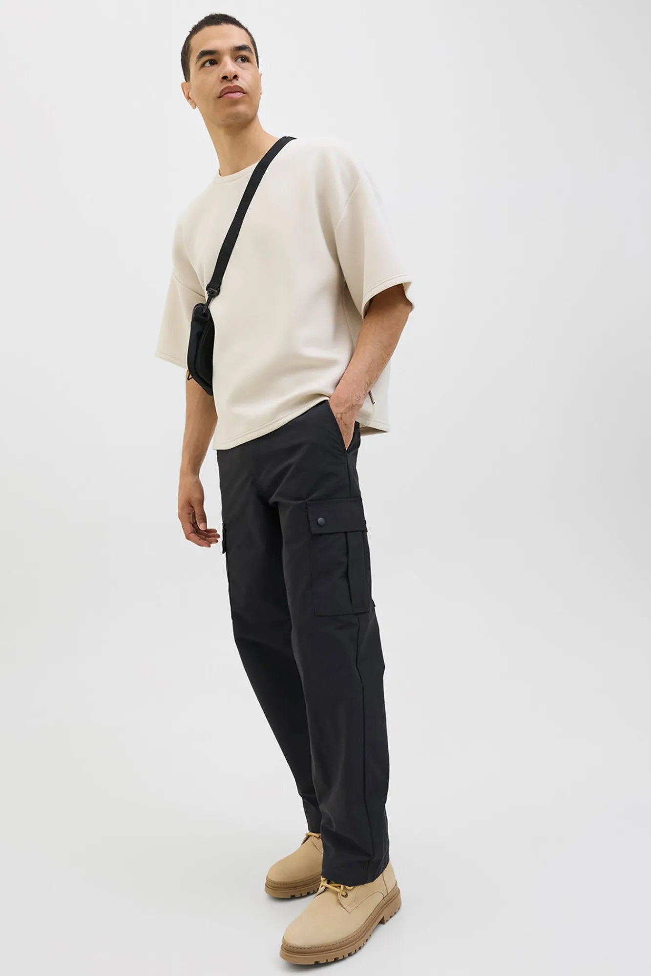 Jack & Jones Calças-Calça cargo com ajuste relaxado preto