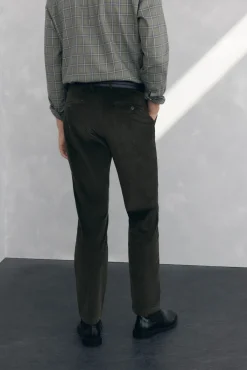 Pedro del Hierro Calças|Chinos-Calça Chino de veludo grossa de regular fit Verde