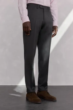 Pedro del Hierro Calças|Calças Clássicas-Calça cinza estruturada slim fit bi-elástica Cizento