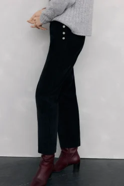 Pedro del Hierro Calças-Calça clássica de veludo veludo slim Preto