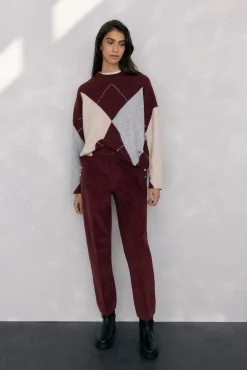 Pedro del Hierro Calças-Calça clássica de veludo veludo slim Bordeaux