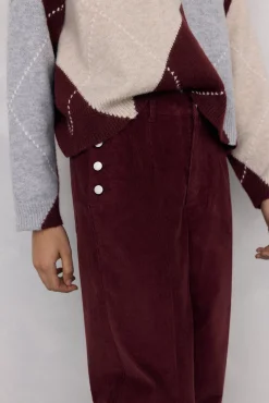 Pedro del Hierro Calças-Calça clássica de veludo veludo slim Bordeaux