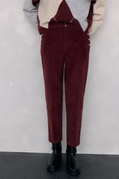 Pedro del Hierro Calças-Calça clássica de veludo veludo slim Bordeaux