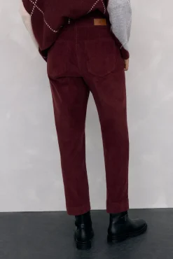 Pedro del Hierro Calças-Calça clássica de veludo veludo slim Bordeaux