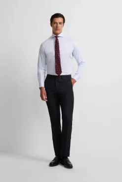 Silbon Calças|Calças Clássicas-Calça clássicas de terno em espinha de espiga Azul