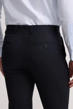 Silbon Calças|Calças Clássicas-Calça clássicas de terno em espinha de espiga Azul