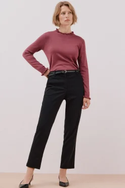 Cortefiel Calças-Calça com cinto Preto