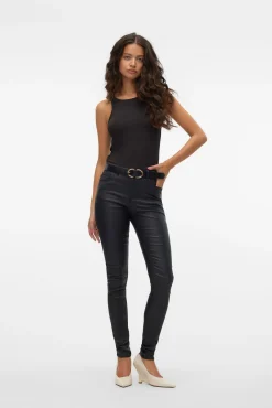 Vero Moda Calças-Calça com efeito encerado Preto